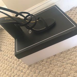 Qupid black strappy heeled sandals